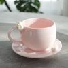 Hand-Molded Flower Fine white porcelain Cup & Saucer-Light Pink