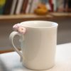 White Porcelain Mug with Handmade Floral Handle – Porcelain Tea or Coffee Cup