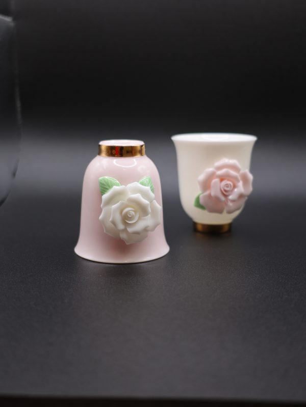 Handcrafted Rose Porcelain Cups (Set of 2)
