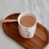 Pink Porcelain Mug with Handmade Floral Handle – Porcelain Tea or Coffee Cup
