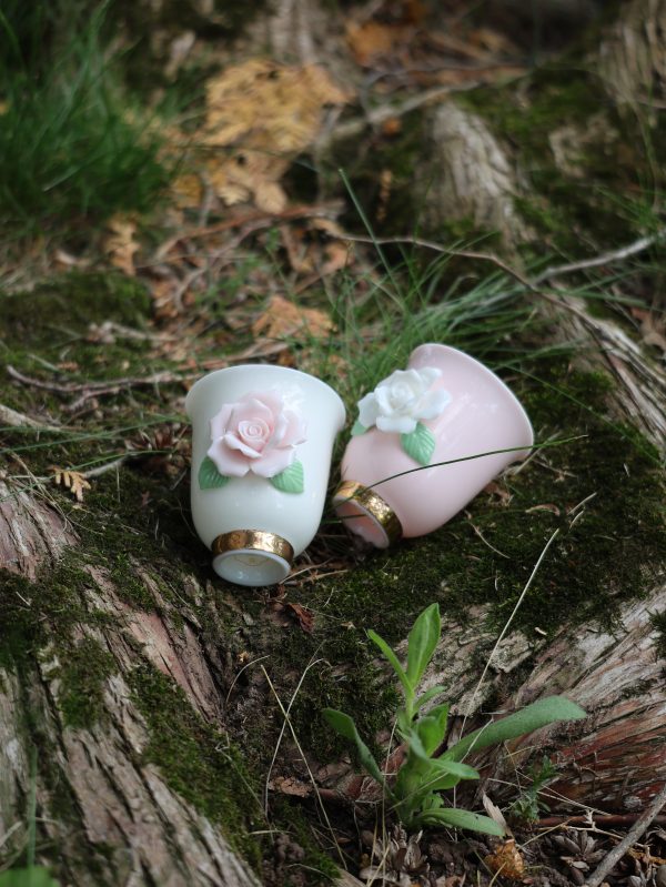 Handcrafted Rose Porcelain Cups (Set of 2)