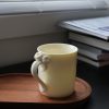 Yellow Porcelain Mug with Handmade Floral Handle – Porcelain Tea or Coffee Cup