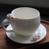 Hand-Molded Flower Fine white porcelain Cup & Saucer-White