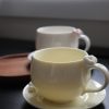 Hand-Molded Flower Fine white porcelain Cup & Saucer-Light Yellow