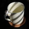 Yellow Porcelain Mug with Handmade Floral Handle – Porcelain Tea or Coffee Cup