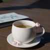 Hand-Molded Flower Fine white porcelain Cup & Saucer-White