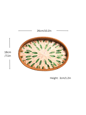 Shell Mosaic Rattan Tray